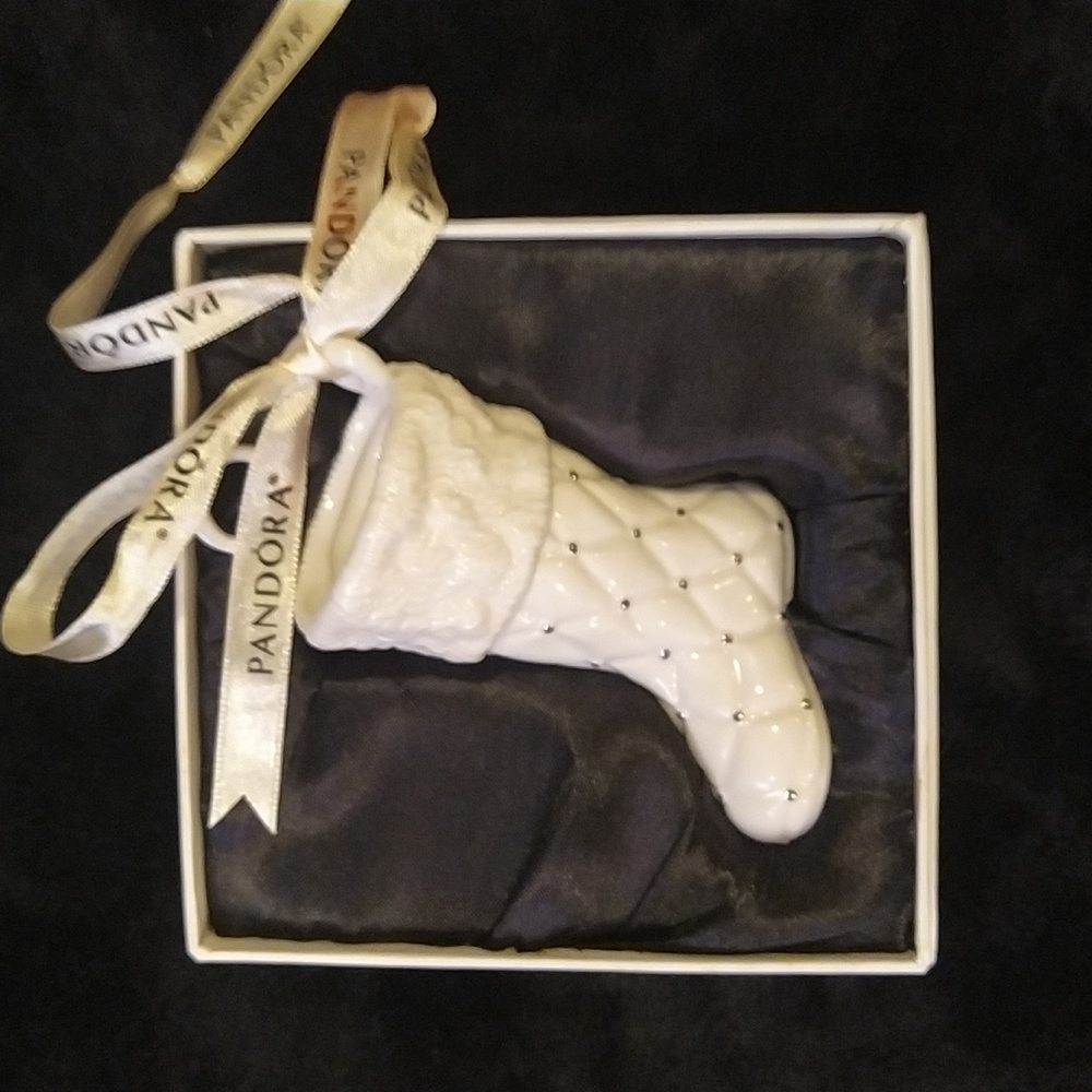 Pandora Stocking Christmas Tree Ornament with sack inside 2012 - Ivory